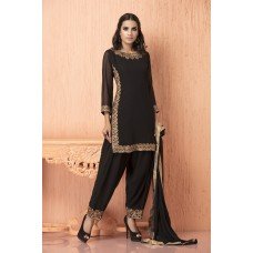 CTL-108 BLACK GEORGETTE AND CHIFFON READY MADE SALWAR SUIT